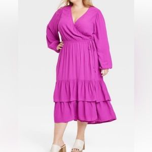 Target Knox Rose Pink Women’s Long Sleeve Wrap Dress - Size XL